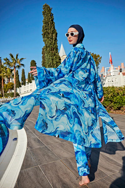 Luxury KIMONO Blue of Sea