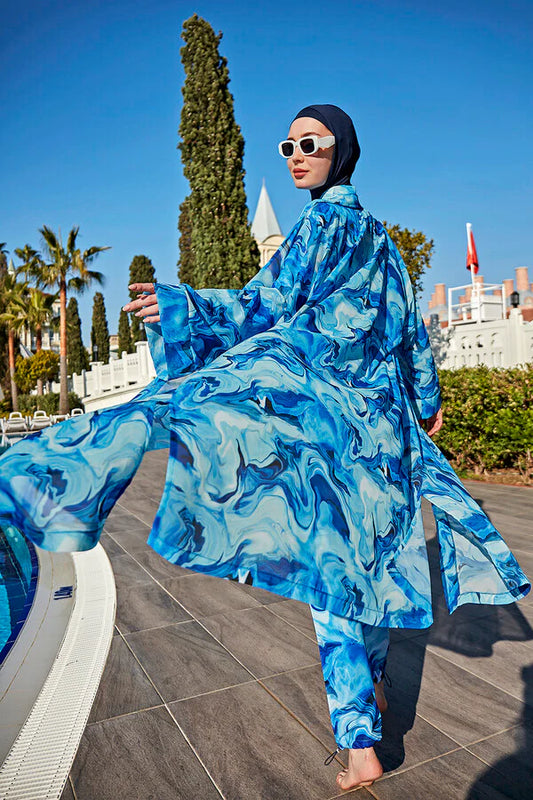 Luxury KIMONO Blue of Sea